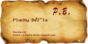 Plachy Béla névjegykártya