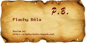 Plachy Béla névjegykártya